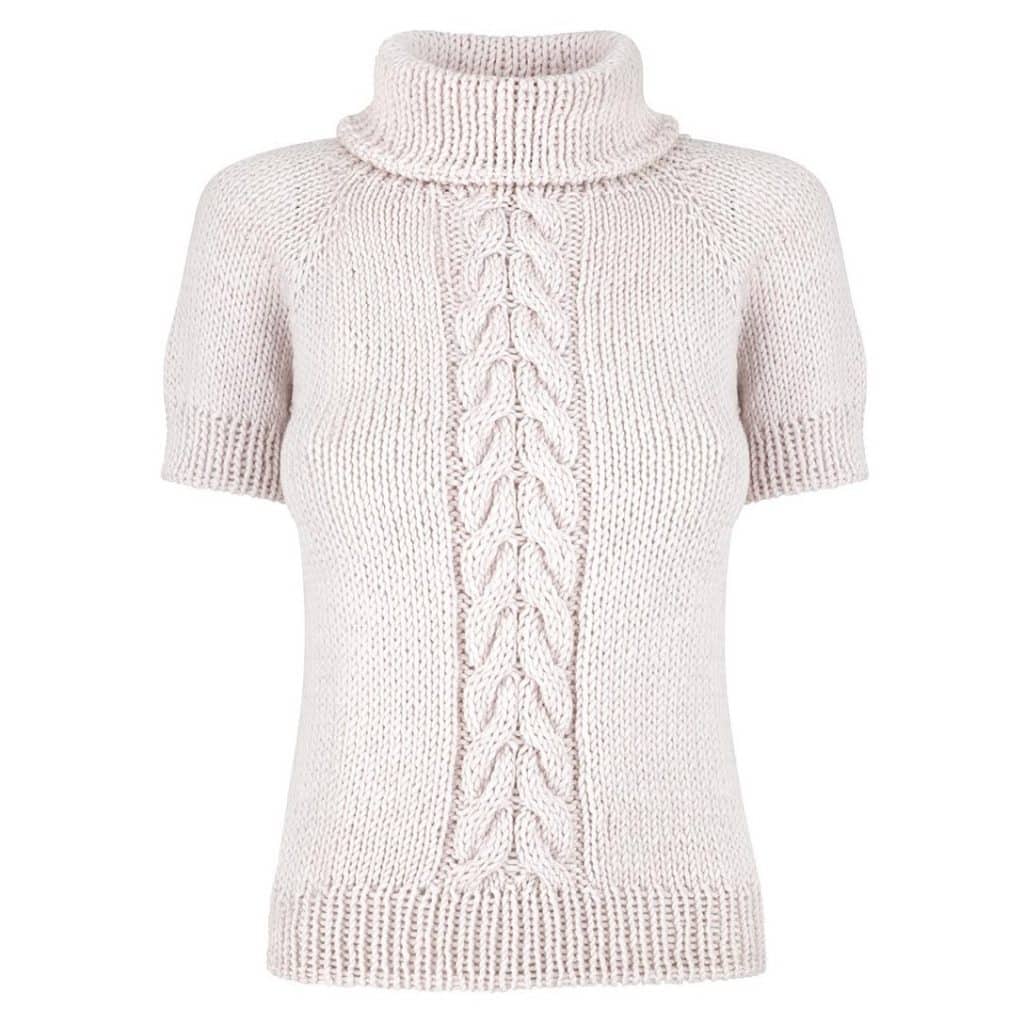 Golf z merynosa z krótkim rękawem handmade CHILL TIME TURTLENECK No 1 ecru