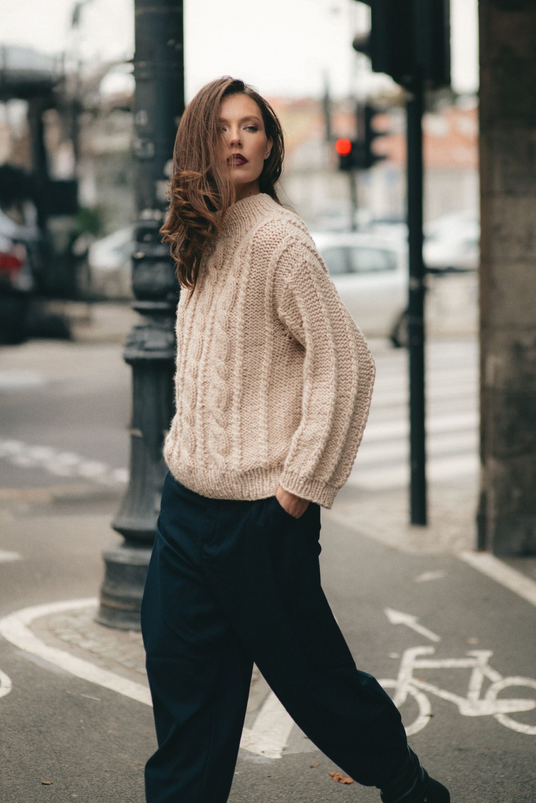 Sweter z wełny alpaki Gruby wełniany sweter BRAIDS No 1