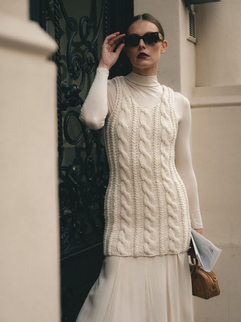 Kamizelka wełniana HANDMADE - BRAIDS LONG